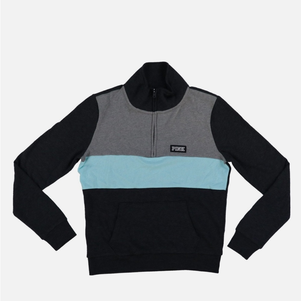 PINK Victoria's Secret Colorblock 1/4 Zip In Black